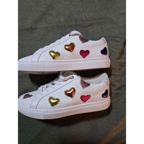 Kurt Geiger London Lane Love Metallic Heart Sneakers Size 39 US 8. Excellent - Picture 2 of 10